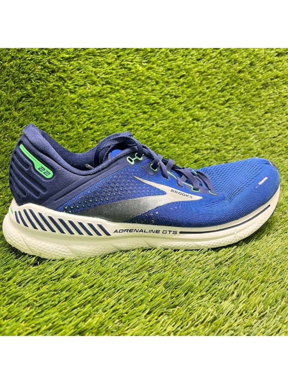 Brooks Adrenaline GTS 22 Mens Size 10 Blue White Athletic Running Shoes Sneakers
